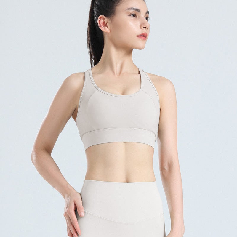 Plus Size Sports Bra Women'S Mesh Beautiful Back Breathable Running Shock-Proof One-Piece Fixed Thin Cup Yoga Fitness Bra Summer - Image 1